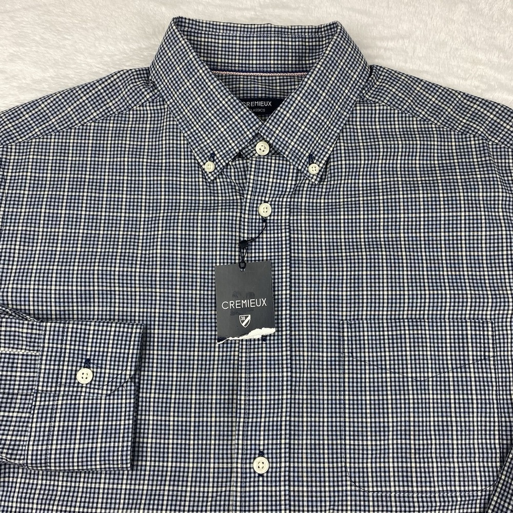 CREMIEUX Classics Shirt Mens Medium‎ Blue/Beige Checks Long Sleeves New w/Tags!